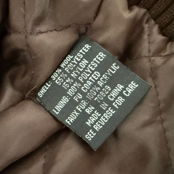 Y2K Puffer Vest Green Plaid Wool Blend Faux Fur Hood Quilted Lining Womens Prep - Picture 7 of 9